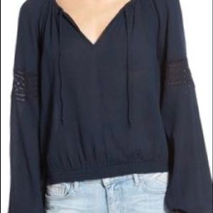 Sun and Shadow Navy Boho Top